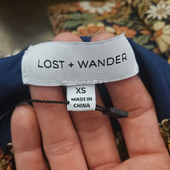 Lost + Wander Dress Womens Size XS Flower Power Mini Mock Neck Balloon Sleeve - Picture 15 of 16